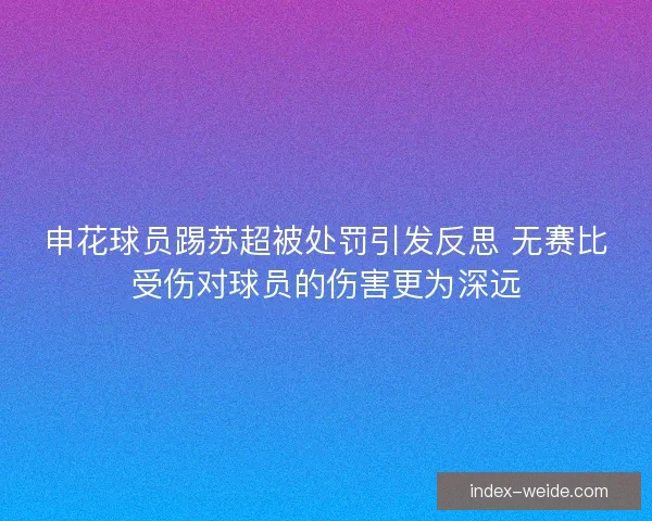 申花球员踢苏超被处罚引发反思 无赛比受伤对球员的伤害更为深远 申花球员踢苏超被处罚引发反思 无赛比受伤对球员的伤害更为深远